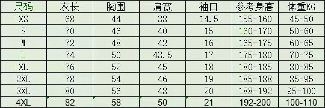 Player Edition Uniform Size Chart